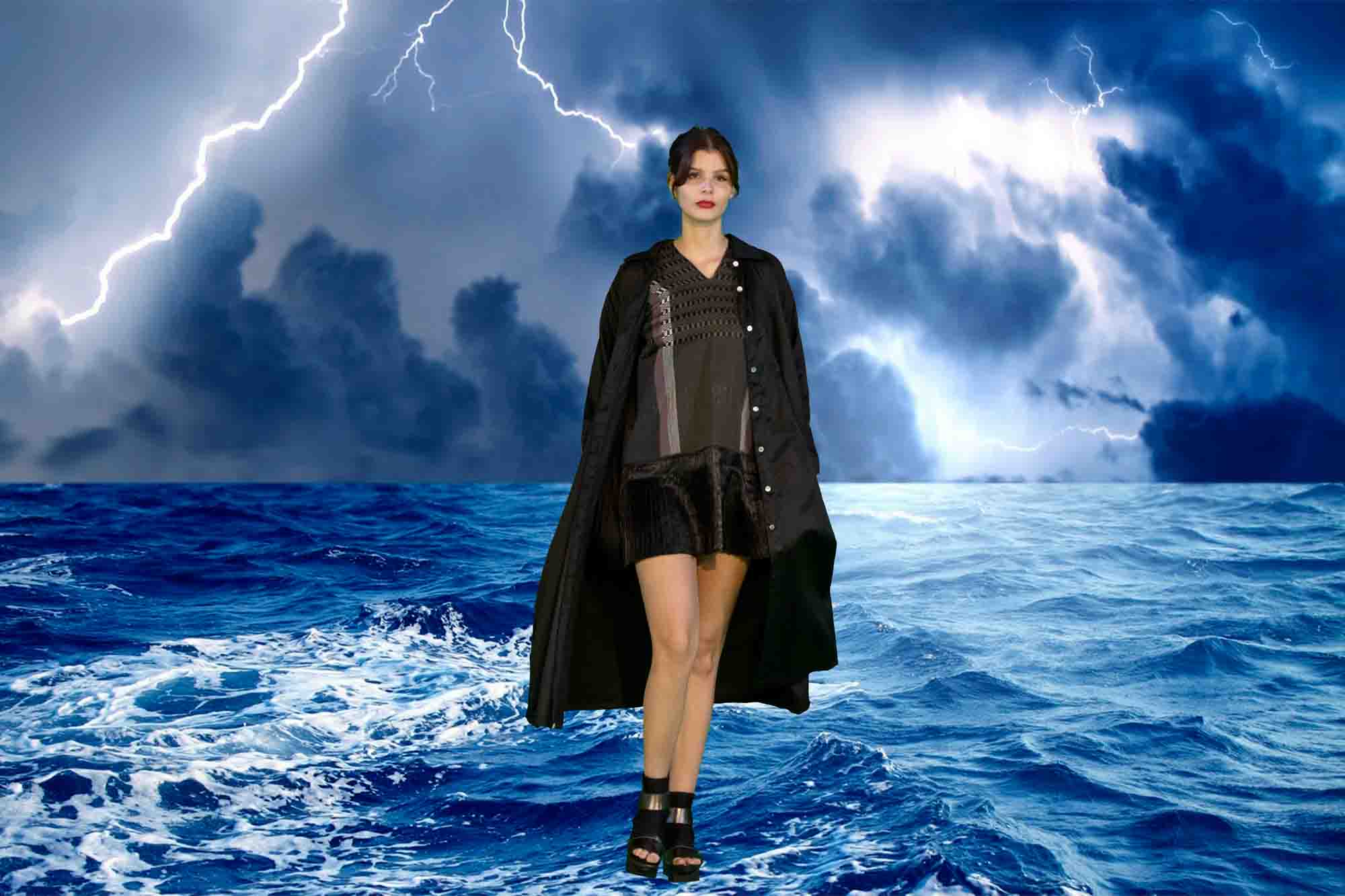 Vestido Loxa + Camisero - Vestido Loxa textil + Camisero de algodón satinado. La modernidad textil en su máximo esplendor. Cruzando la tormenta.