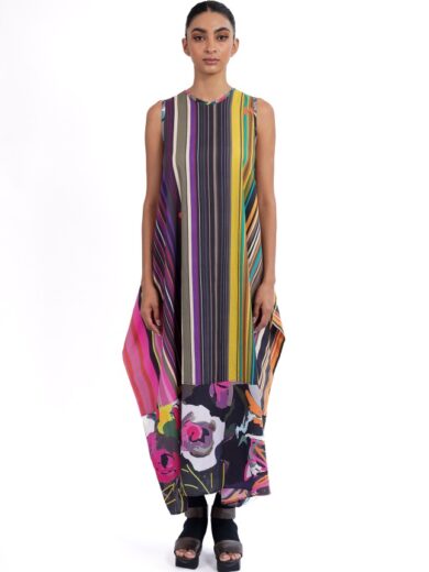 Vestido Racu rayado con Flores