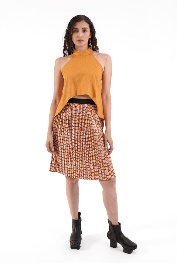 Falda plisada corta maíz amarillo - Imagen 3