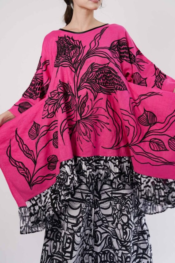 Vestido Vamp Bordado Maiz Rosa