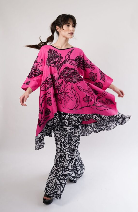 Vestido Vamp Bordado Maiz Rosa - Imagen 3
