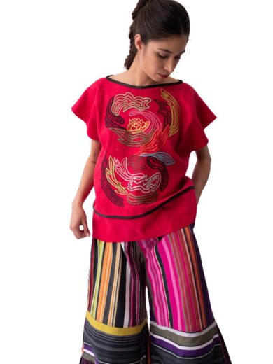 Blusa bordada rojo