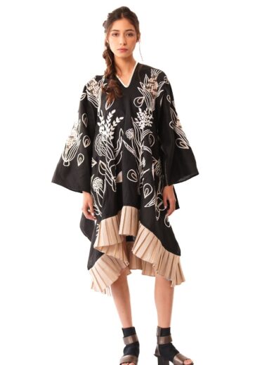 Vestido vamp bordado negro