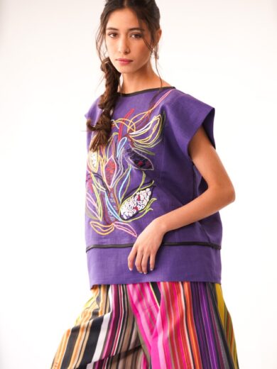 Blusa bordada milpa morado