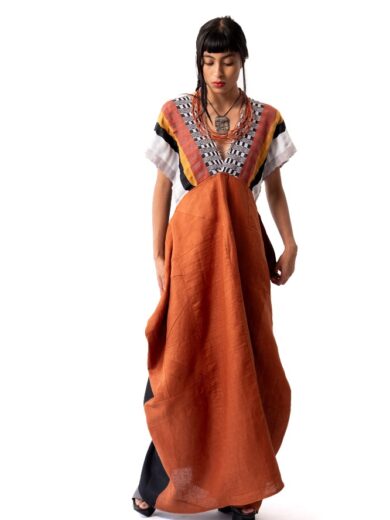 Vestido campana parches cafe