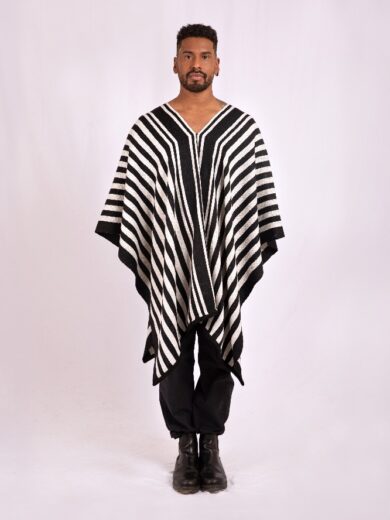 Poncho rayas blanco y negro