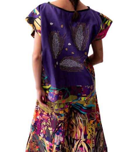 Blusa bordada morado milpa maiz