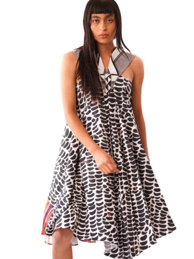 Vestido Zacatecas maiz blanco y negro