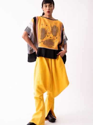 Bluson Bordado Maiz punto de cruz amarillo