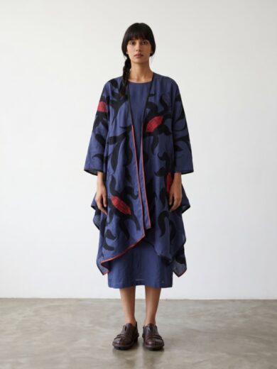 Saco vamp bordado maiz azul