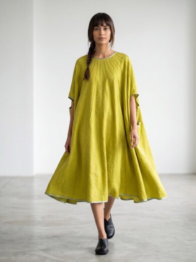 Vestido circulo alforzado verde