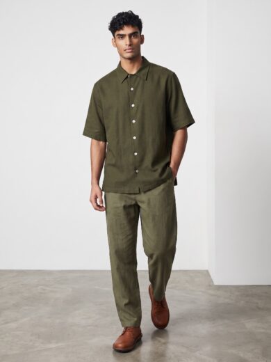 Camisa manga corta verde safari