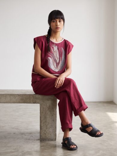 Blusa bordada vino maiz