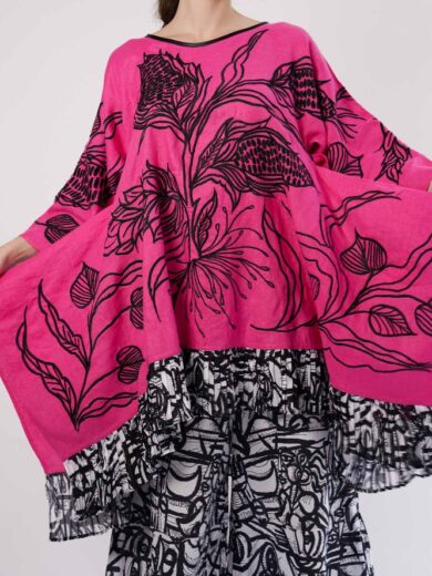 Vestido Vamp Bordado Maiz Rosa