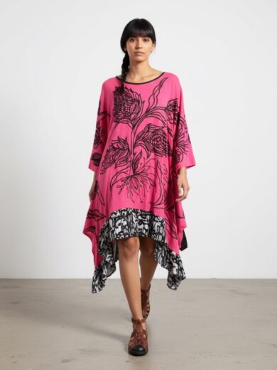 Vestido Vamp Bordado Maiz Rosa