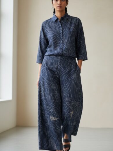 Pantalon LQ hojas de maiz azul